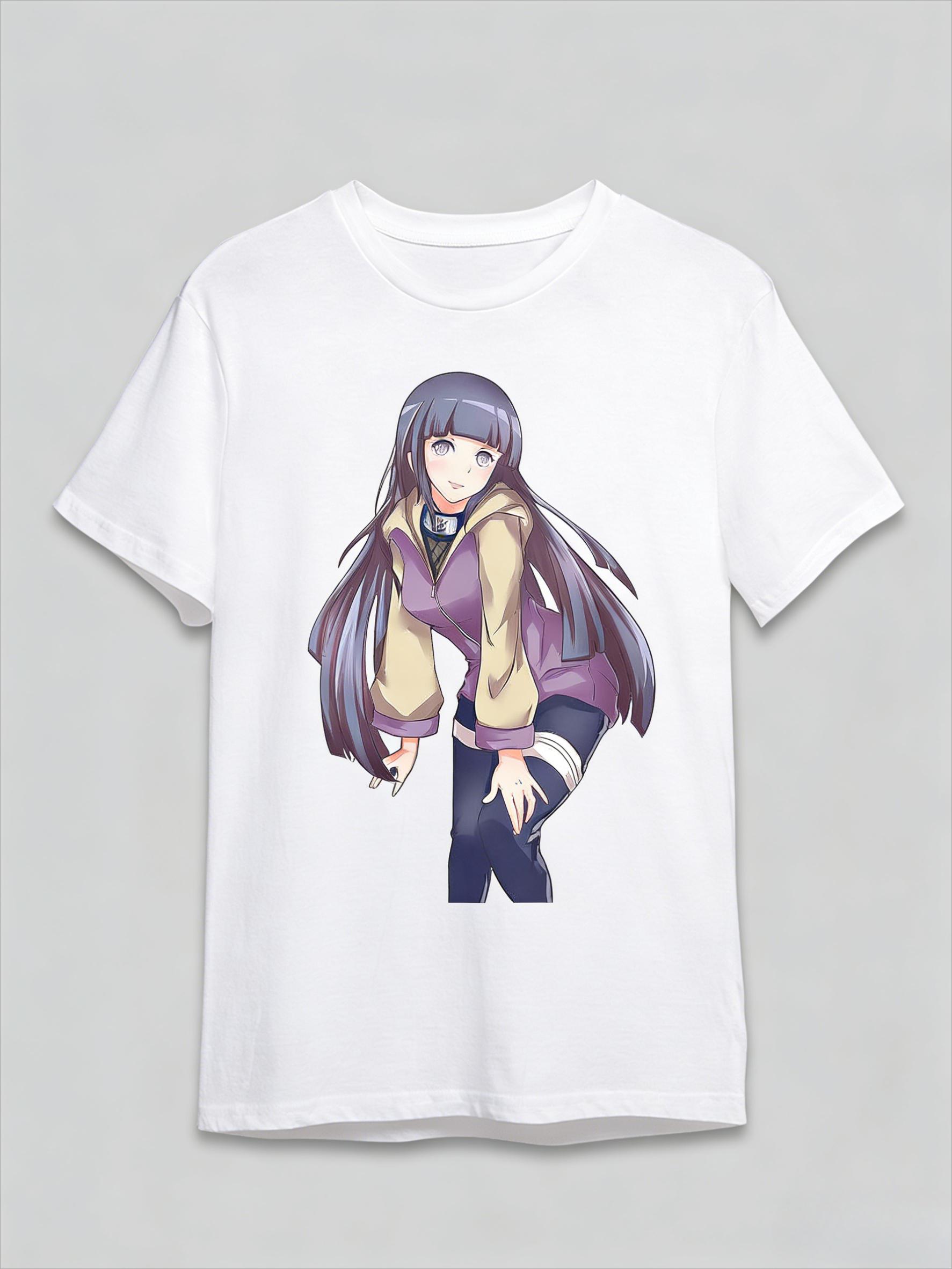 Наруто Хината Хината Нежный Стиль Футболка Мужская Аниме Узор Печатный Короткий Рукав Мода Высокое Качество Модный Хлопковый Топ 2XL