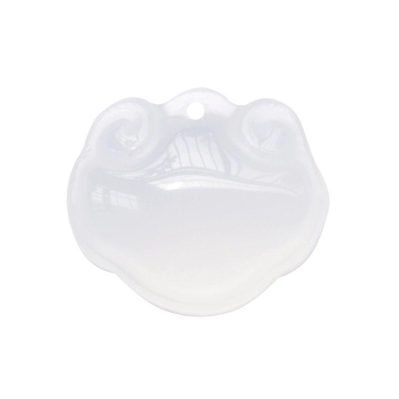 Mini Ice Jade White Agate Ruyi Lock Pendant & Earring Set