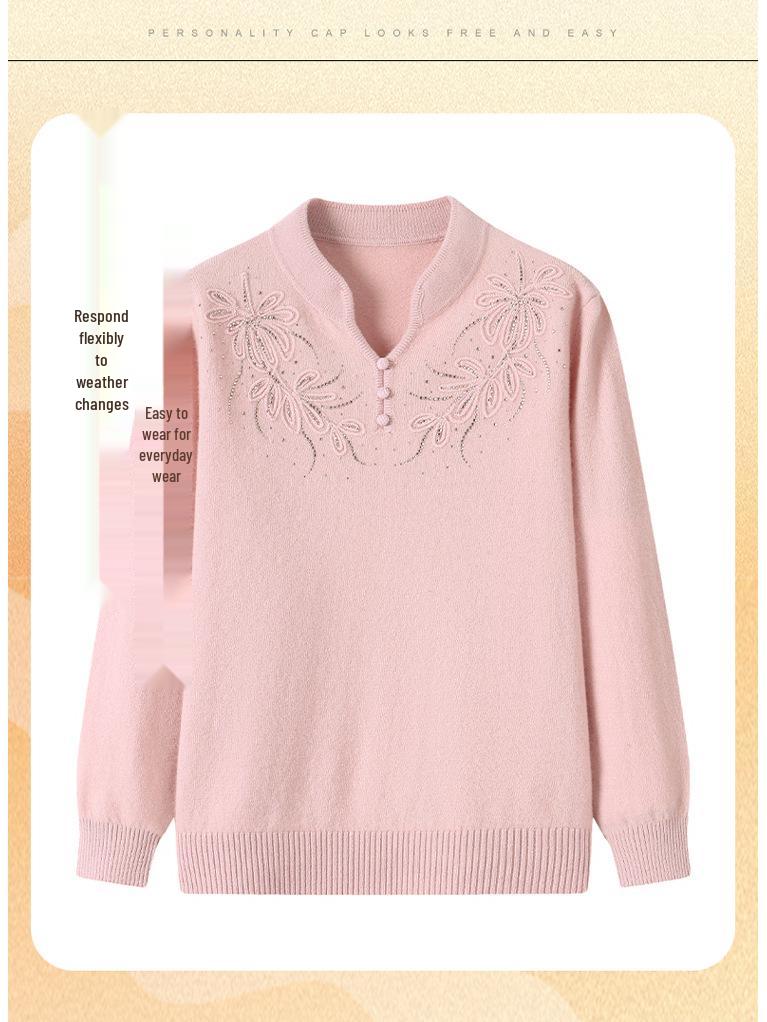2026 Red Wool Sweater for Middle-aged Moms - Dragon Year Collection