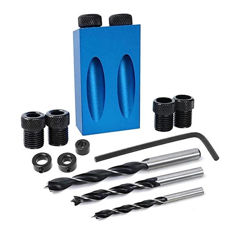7/14 pcs 15 Degree Angle Drill Guide Set Woodworking Inclined Hole Locator Hole Punch Punch Locator DIY Woodworking Tool