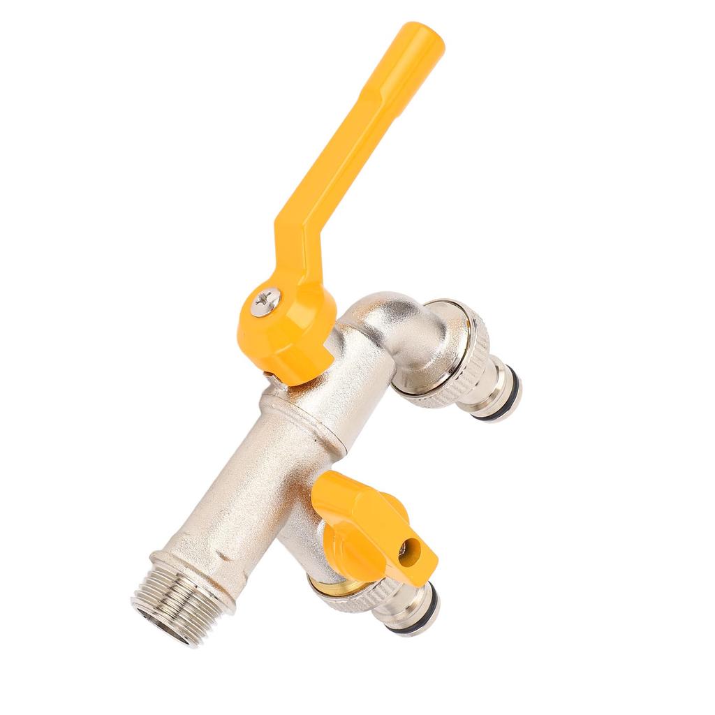 1 in 2 Out Wasserhahn 34 Zoll Einlass 25mm Auslass Messing Wasserhahn für Außen Garten Haus Balkon