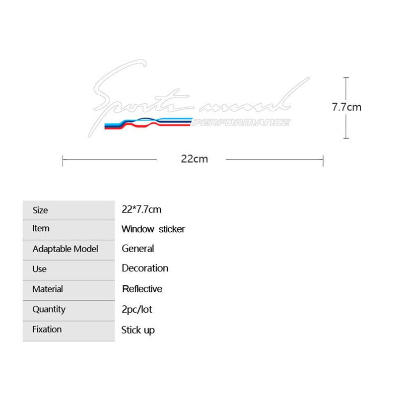 2pcs Car Side Window M Performance Glass 3D Sticker for Bmw X1 X3 X4 X5 X6 X7 E46 E90 F20 E60 E39 F10 F30 Car Accessories