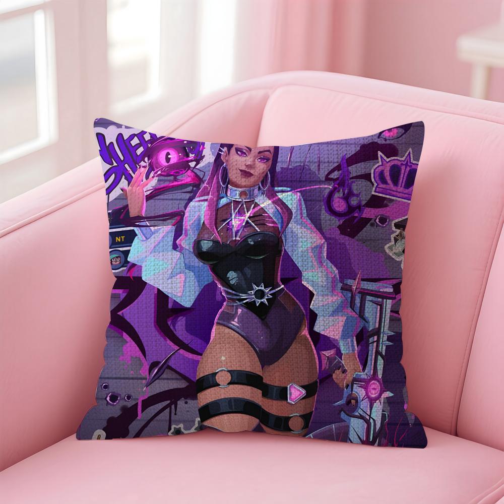 Games VVALORANTS Cushion Cover Natural Linen Pillow Case DoubleSided Print Decorative Sofa Pillowcase Home Decor Gift
