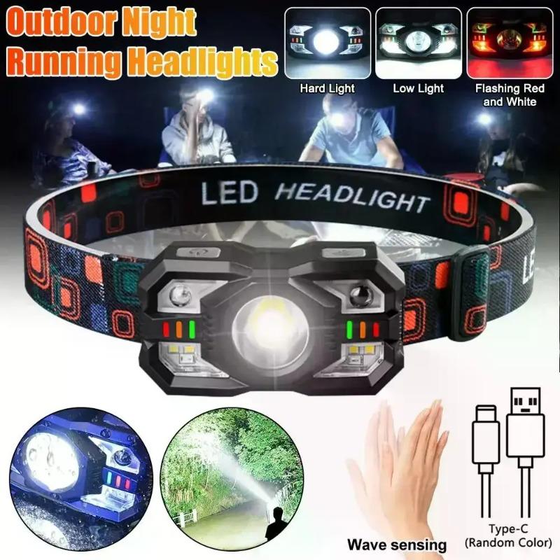 Rechargeable motion sensor headlamp LED Flashlight Work Mini Headlamps USB Portable Outdoor For Camping Light Running flashlight