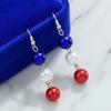 Lightweight Statement Earrings 1 Pair Independence Day for Women, Red White Blue Beads Dangle Drop Festival Party Accessories Earrings, 4th