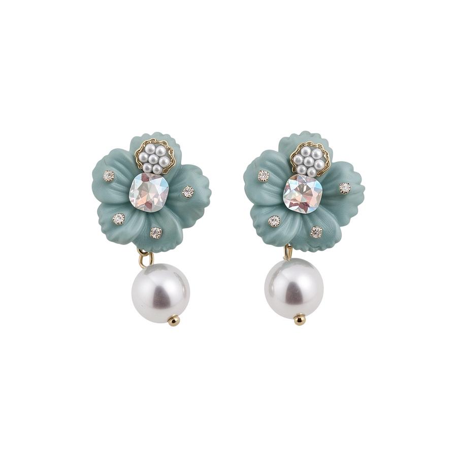Silver Needle Rhinestone Flower Stud Earrings, High-End Personalized Fashion Accessories for Women
