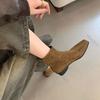 Fashion Women's Ankle Boots Elegant Solid Suede Back Zip Female Shoes Thick Low Heel Bottines Femmes Autumn Casual Short Botines Shoes