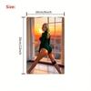 Metal Wall Art Sunset Woman Silhouette for Living Room, Pre Drilled Iron 8x12 Inch