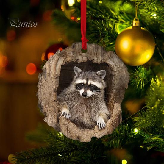 Christmas Animal Ornament Cartoon Forest Animal Hanging Decoration 2D Flat Acrylic Pendant for Christmas Tree Decor