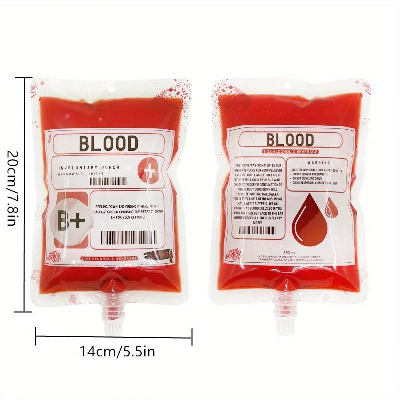 20pcs 350ml Halloween Drink Bags Jelly Spout Pouches Children's Drink Straw Bag Holidays Party Supply Blood Bags
