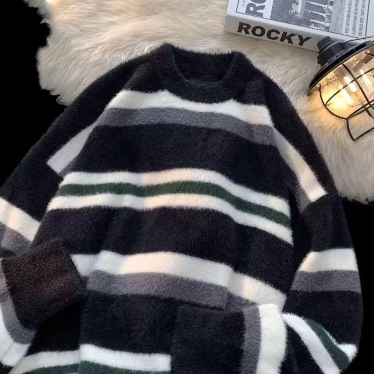 Men's Imitation Mink Sweater - Long Sleeve Knit for Teens