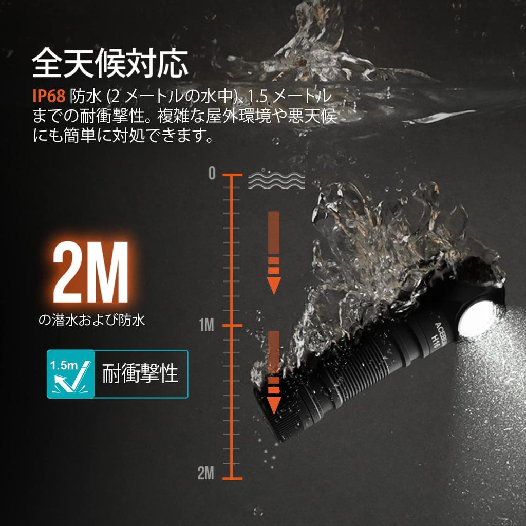 ACEBEAM H16 LED 1000 High AA Battery Compact IP68 Waterproof and 6 Lighting SOS Magnetic Perfect for Emergency Outdoor and Power Outages