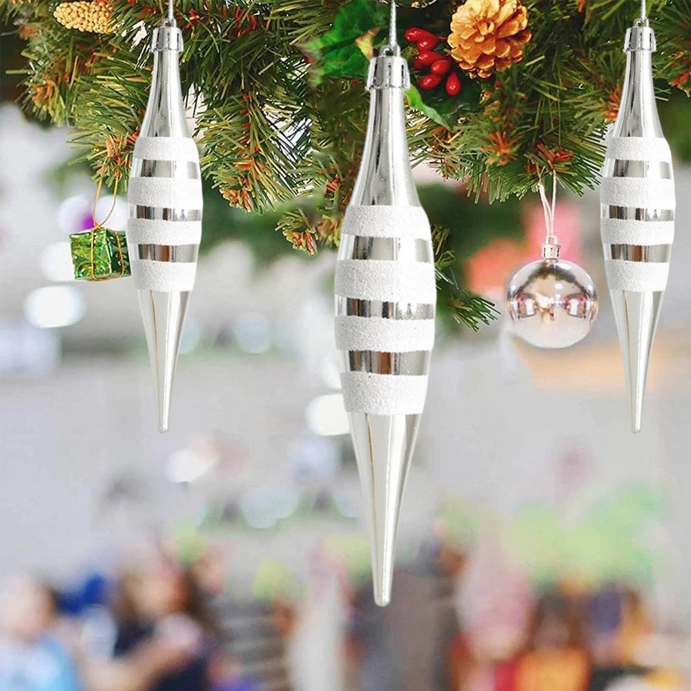 4 Pcs Christmas Painted Pendant Set Cone-shaped Holiday Decorations Hanging Pendants Tree Balls Ornaments Set For Home Party
