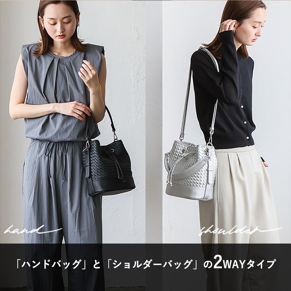 Vita Felice Mesh Drawstring Bag for Women [VITAFELICE] 2-way Sib-20095p (Silver)