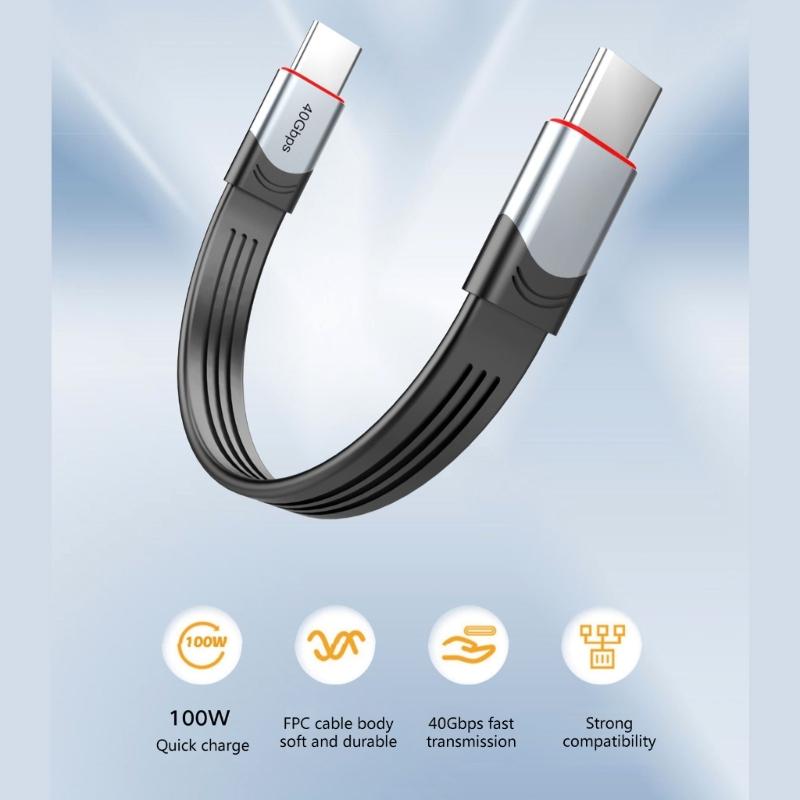 Short USB C Cable 60W PD Fast Charging Cable USB 3.1 Type C 40Gbps Short USB C to USB C Cable for 3 Device