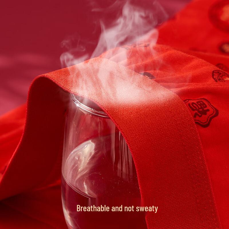 LangSha Men's Lucky Red Pure Cotton Mid-Waist Boxer Briefs (4-Pack)