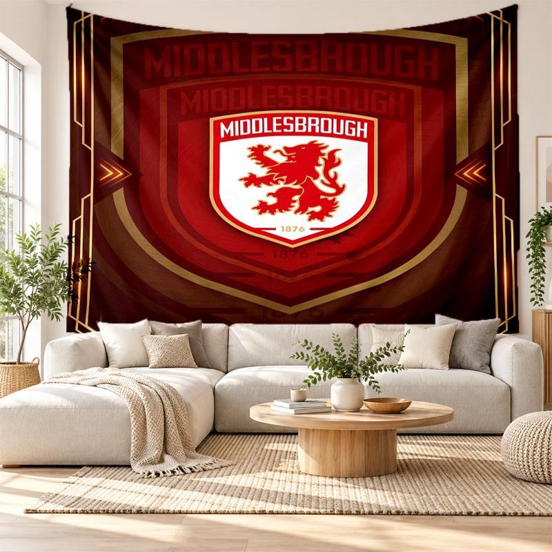 Middlesbrough FC Wandteppich, Weiches Stoff-Wandbehang, Dekorative Kulisse Für Schlafzimmer Heimwandkunst