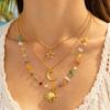 European and American personalized soft pottery necklace fashion coconut tree starfish flower pendant long necklace stacked collarbone chain