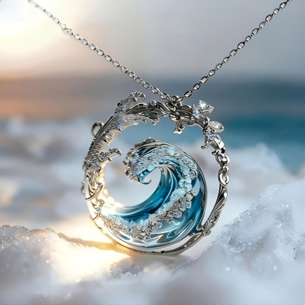 Hollow Wave Pendant Necklace Ocean Style Spindrift Jewelry Sea Oath Necklace Daily Wear