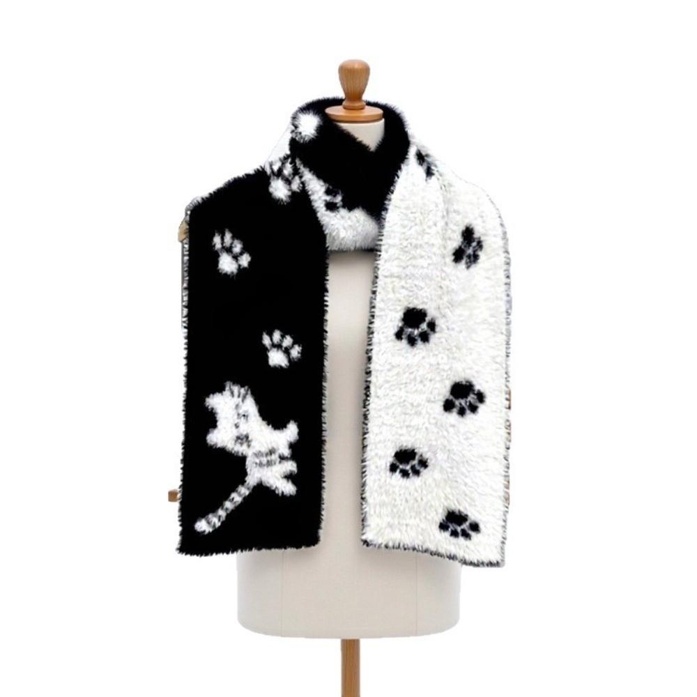 Cat Mink Wool Scarf Warm Pashmina Cute Winter Scarf  Women