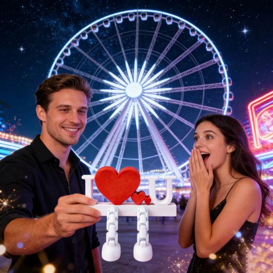 I Love U Figurine with Articulated Legs Movable Joints Love Heart Fidget Toy Wedding Party Desktop Decoration Ornament Valentine's Day Romantic Gift