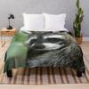 Raccoon Flannel Throw Blanket King Queen Size Cute Kawaii Wild Animals Blanket For Bed Sofa Couch Super Soft Lightweight Warm