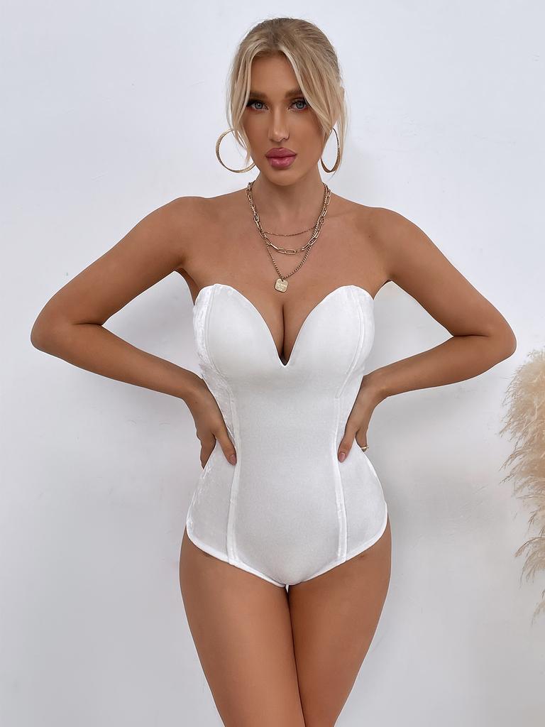 Women's Gold Velvet Sexy Strapless Versatile Jumpsuit for Women