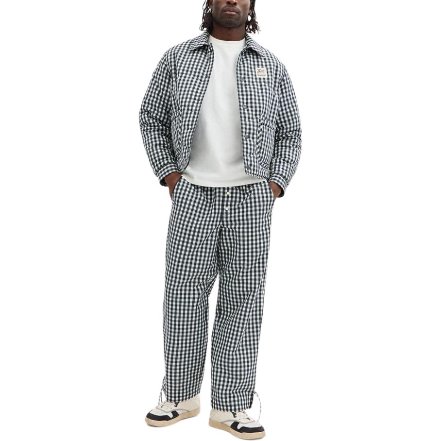 Coach Ss25 Plaid Quilted Lapel Long Sleeve Cotton Jacket Unisex Jacket Black CAH65-W4M