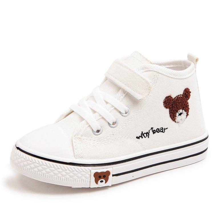 Girls shoes 2021 spring and autumn new children's high-top canvas shoes men's medium-sized children's breathable soft-soled baby shoes tide