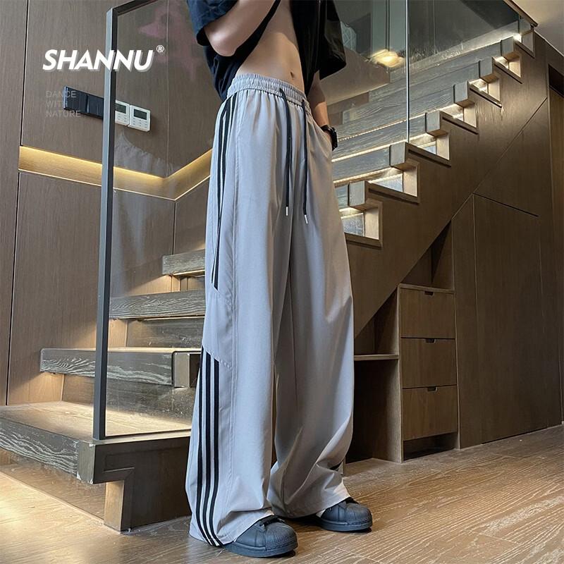 Мужские свободные прямые повседневные брюки SHANNU из ледяного шелка 4XL серый
