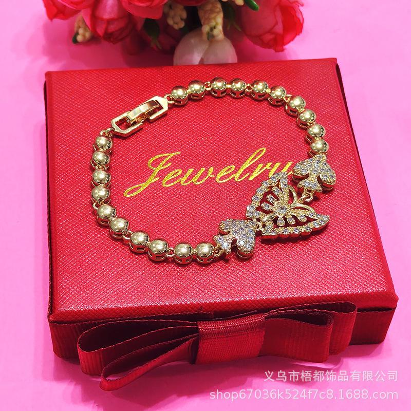 Trendy European & American Micro-inlaid Zircon Butterfly Copper Bracelet - Versatile, Gorgeous Women s Jewelry Copper Inlaid Zircon Bracelet
