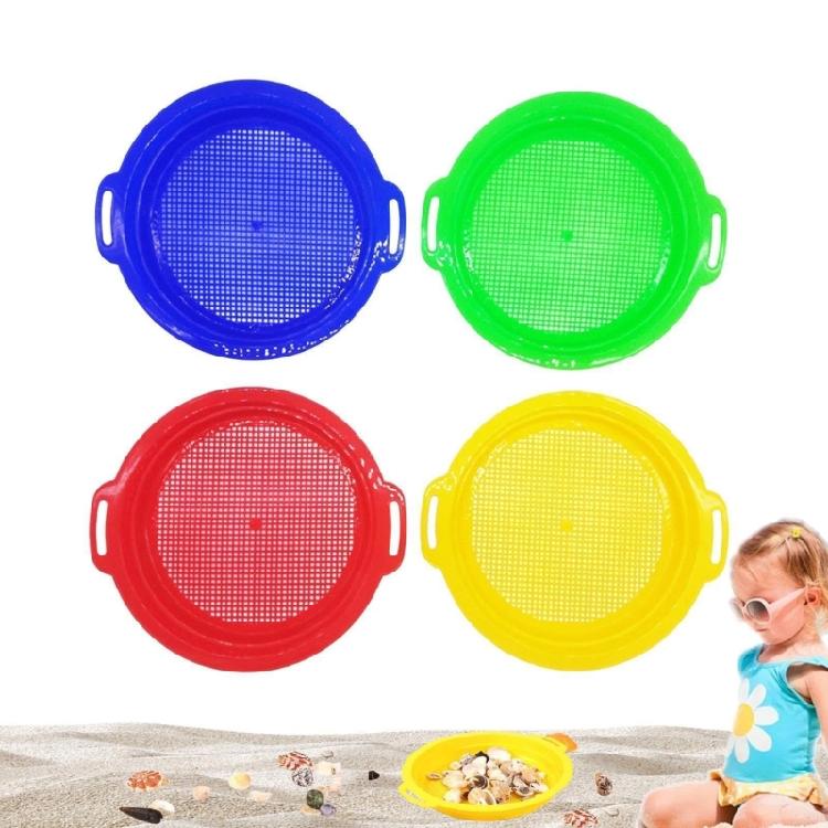 Pack Of 4 Plastic Sand Sieves For Children Outdoor Beach Fun Treasure Hunting Game And Gardening Play