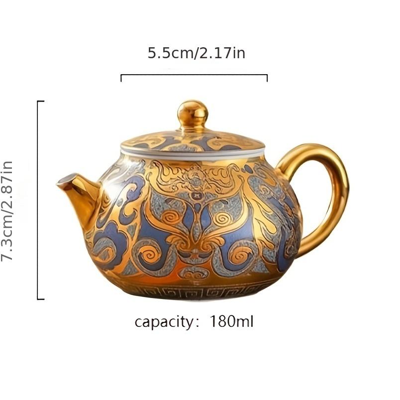 1ks 24k Zlatá čajová konvice Master Ručně vyráběná Dunhuang Tangka Zlacená konvička Dárková čajová sada pro domácnost Vysoce kvalitní čajová sada Kung Fu Jedna konvička