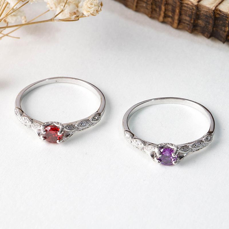 Light Luxury Style Amethyst Zirconia Women'S Ring Simple Fashion Gem Temperament Jewelry Gift