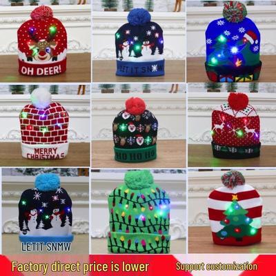 LED Light-Up Knitted Christmas Hat for Adults & Kids - Festive Party Accessory