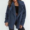 Sexy Plush Lapel Fitted Jacket Winter Women Faux Fur Cardigan Coats Double-Faced Fleece Casual Solid Color Outwear Female Plush Thick Jacket