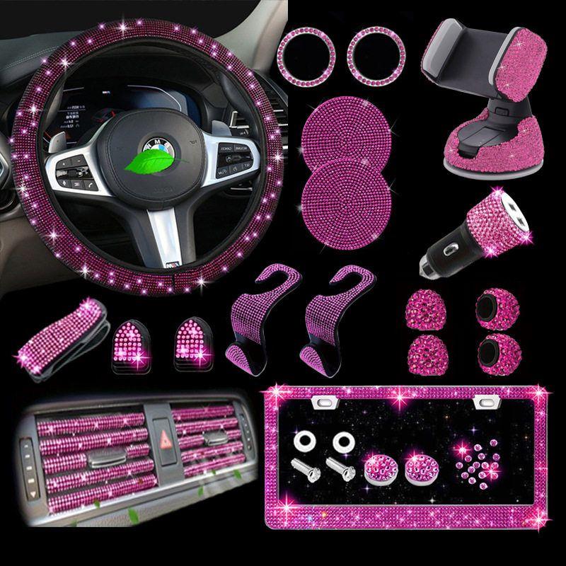 Non-Slip and Comfortable, Without Inner Ring, Handlebar Cover with Rhinestones, American Standard License Plate Frame, Rhinestone Car Decoration