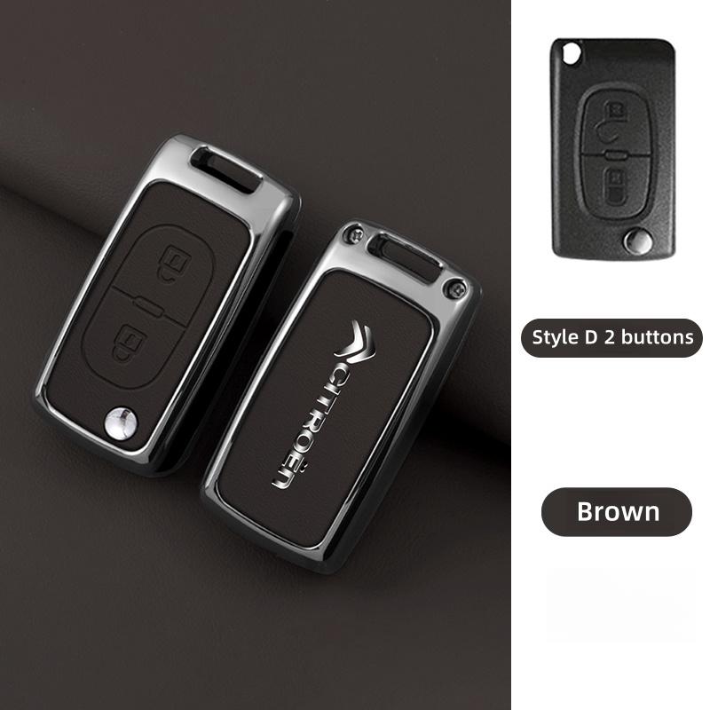 YKFEA1 Zinc Alloy Leather Car Key Case Cover For Citroen C1 C2 C3 C4 C5 C6 C4L Berlingo Picasso Jumpy Nemo Aircross Sega C5 X VTS C3 XR