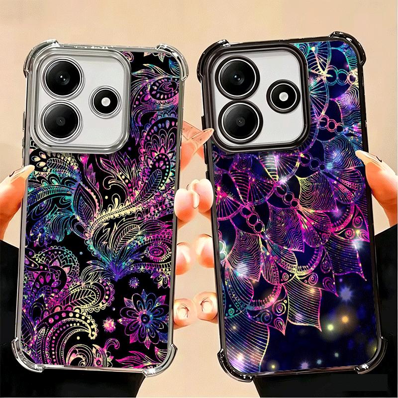 Mandala Sunflower Dreamy Style Plating Phone Case For Xiaomi Poco X5 X6 X7 X8 Pro Max F8 Ultra F7 M8 M7 M5S Redmi 15C 15 14C 13C