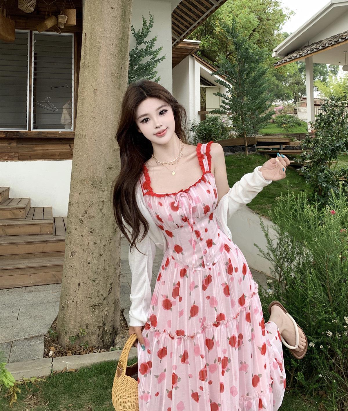 Plus Size Women s Red Floral Slimming Dress - Summer 2026 Collection XXL