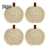 Crochet Pumpkin Cushion Handmade Coasters, Soft Polyester Coffee Mats, Decorative Fall Coasters Autumn Themed Farmhouse Dining Accessories for Kitchen