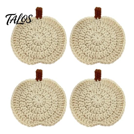 Crochet Pumpkin Cushion Handmade Coasters, Soft Polyester Coffee Mats, Decorative Fall Coasters Autumn Themed Farmhouse Dining Accessories for Kitchen
