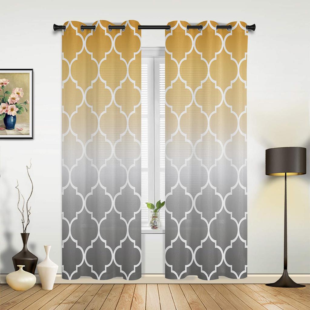 Teal Turquoise Morocco Geometry Curtains for Bedroom Living Room Drapes Kitchen Children's Room Window Curtain Modern Home Decor