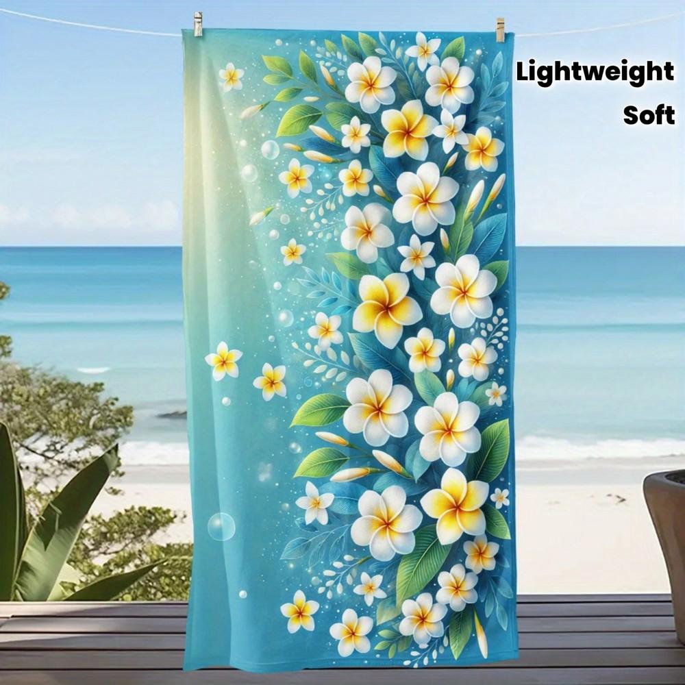 

Tropical Frangipani Beach Towel Patterned Sunscreen And Windproof Suitable For Swimming Pool Camping Travel Blanket W40*H60(CM)