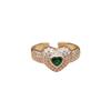 1 Piece Fashion Colorful Zircon Heart Shape Opening Adjustable Rings for Women Stackable Ring Jewelry Wedding Party Accessories