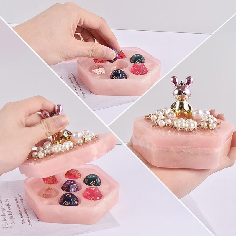 Altıgen Kutu Zar saklama kutusu Kalıp Takı Yüzük Kutusu El Sanatları Kalıp Takı Depolama için Uygun Diy Ev Dekorasyonu