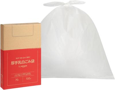 By Amazon Thick Garbage Bags Milky White Smooth Type 70L 100 Sheets