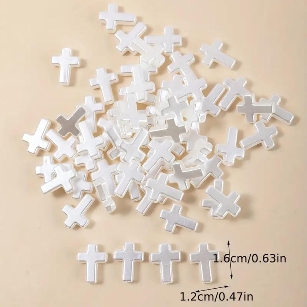 60pcs White Cross Loose Spacer Beads Handmade Bracelet Necklace Accessories  Necklace