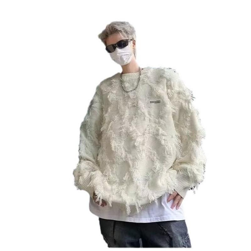 Unisex Oversized Knit Sweater With Tassel Detail Streetwear Loose Fit Winter Casual Pullover