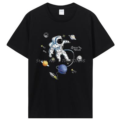 Space Astronaut T-shirt Men's Oversized Tshirt Casual Printed Tops Cotton Short Sleeve Space Series T Shirt Unisex Streetwear